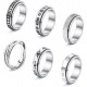 6Pcs Stainless Spinner Rings Set For Women Mens CZ Matte Flower Triple Interlocked Rolling Stress Relieving Ring Anxiety Relief Fidget Band Rings 6Pcs Stainless Spinner Rings Set For Women Mens CZ Matte Flower Triple Interlocked Rolling Stress Relieving Ring Anxiety Relief Fidget Band Rings